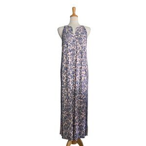 J. Jill Pink Floral Maxi Dress Women's Size L Coastal Grandma Resort Wear